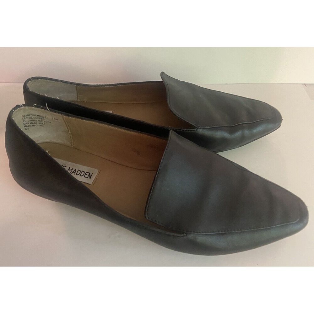 Steve Madden Women's Flats Size 7.5 M Black Leather Uppers Gemm0215 Loafers